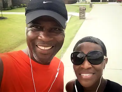 D’Marcicus and Cheryl Childress, enjoying a nice jog because fitness is important to them